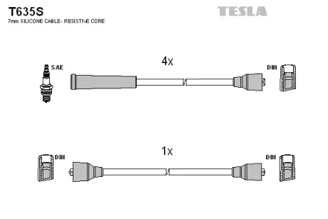 Дроти високовольтні 412/ 2140 (силікон) Tesla TESLA T635S