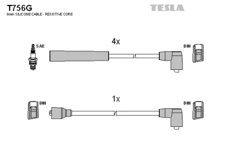 К-т дротів високої напруги TESLA T756G