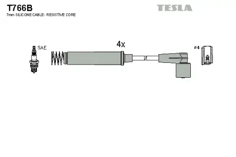 К-т дротів високої напруги TESLA T766B