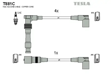 К-т дротів високої напруги TESLA T881C