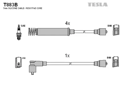К-т дротів високої напруги TESLA T883B