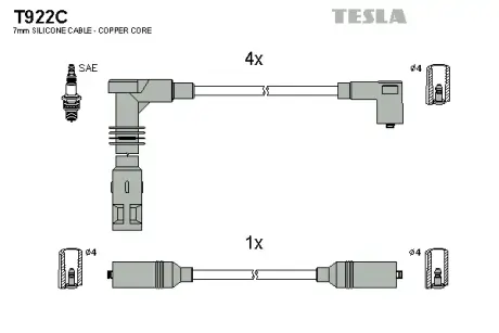 К-т дротів високої напруги TESLA T922C