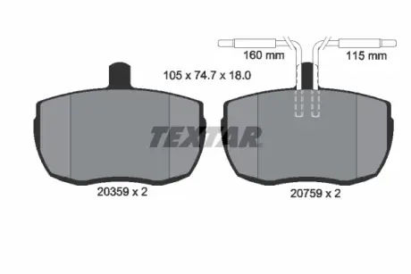 Комплект тормозных колодок, дисковый тормоз TEXTAR 2053901