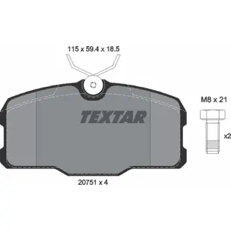 Комплект тормозных колодок, дисковый тормоз TEXTAR 2075101