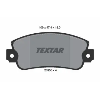 Комплект тормозных колодок, дисковый тормоз TEXTAR 2095005