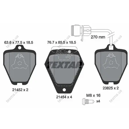 Комплект тормозных колодок, дисковый тормоз TEXTAR 2145201 (фото 1)
