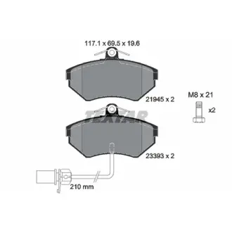 Комплект гальмівних колодок передн, AUDI A4 B5, A4 B6, A4 B7 VW PASSAT B5 1.6-3.2 11.94-06.08 TEXTAR 2194504