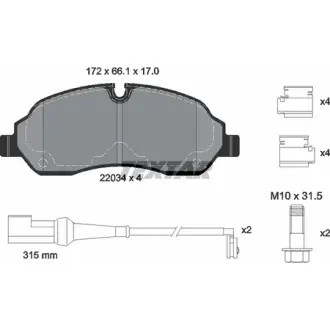 Колодки гальмівні (передні) Ford Transit 2.0/2.2 TDCi 13- (Bosch) Q+ (спарка) (з датчиком) TEXTAR 2203401