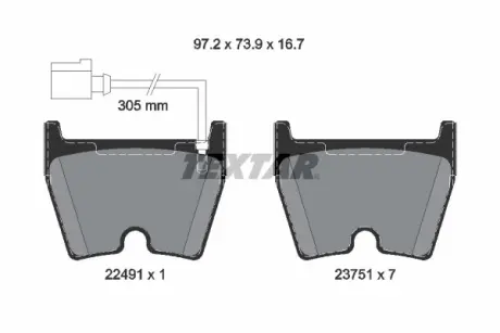 Колодки тормозные, комплект TEXTAR 2249101