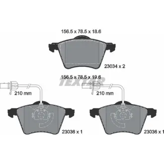 Колодки гальмівні (передні) VW T4 90-00 R16 (Teves) Q+ (з датчиками) (156.5x78.5x18.6) TEXTAR 2303401