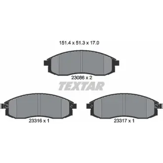 Комплект тормозных колодок, дисковый тормоз TEXTAR 2308601