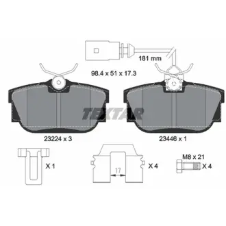 Комплект гальмівних колодок задн, VW CALIFORNIA T4 CAMPER, TRANSPORTER T4 1.8-2.8 07.90-06.03 TEXTAR 2322416