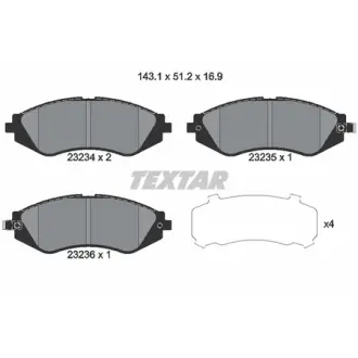 Колодки гальмівні (передні) Daewoo Lanos/ Nubira 1.6-2.2 97- (Akebono) TEXTAR 2323401