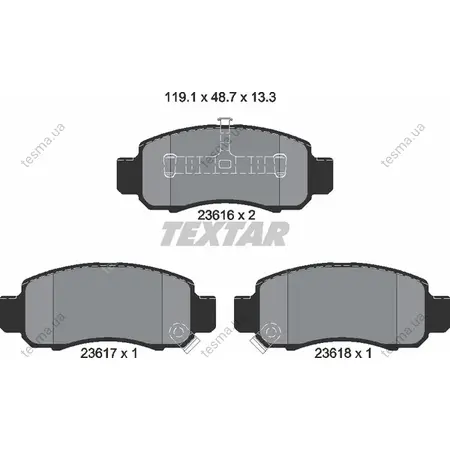Комплект тормозных колодок, дисковый тормоз TEXTAR 2361601 (фото 1)