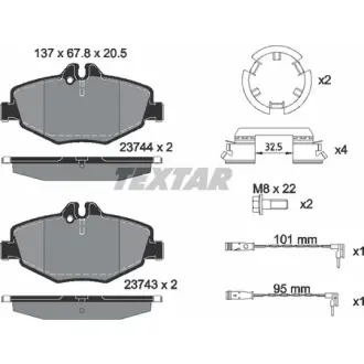 Колодки гальмівні (передні) MB E-class (W211) 02-09 (Bosch) Q+ (з датчиками) TEXTAR 2374303