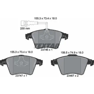 Колодки гальмівні (передні) VW T5/Multivan V 03-15/Multivan VI 15- (Ate-Teves) Q+ (з датчиком) TEXTAR 2374601