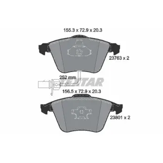 Колодки гальмівні (передні) Audi A4/A6/A8 02-11 (Ate-Teves) (з датчиками/ L=252mm) Q+ TEXTAR 2376302
