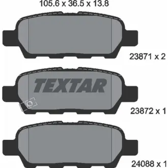 Колодки гальмівні (задні) Renault Koleos/Nissan Juke/Qashqai/X-Trail/Suzuki 08- (Akebono) TEXTAR 2387101