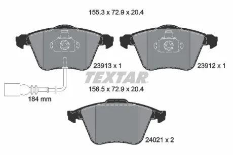 Комплект тормозных колодок, дисковый тормоз TEXTAR 2391302