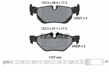 Комплект гальмівних колодок задн, BMW 1 (E81), 1 (E87), 1 (E88) 2.0/3.0 09.06-12.13 TEXTAR 2392707