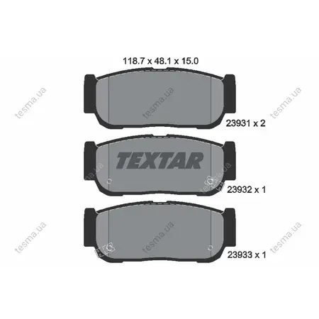 Комплект тормозных колодок, дисковый тормоз TEXTAR 2393101 (фото 1)