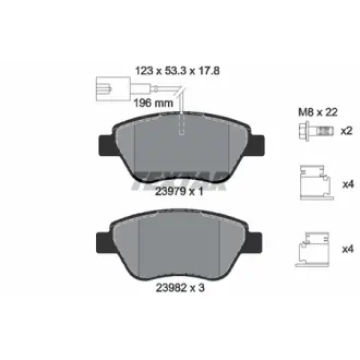 Колодки гальмівні (передні) Fiat Doblo/Citroen Nemo/Peugeot Bipper 08- (Bosch) Q+ (з датчиком) TEXTAR 2397903
