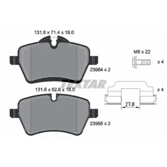 Колодки гальмівні (передні) Mini (R50/R53/R52/R56/R57/R58/R59) 01-16 (Lucas) Q+ TEXTAR 2398401
