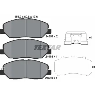 Колодки гальмівні (передні) Hyundai Santa Fe/Kia Sorento 00- (Mando) TEXTAR 2435101