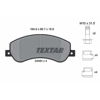 Колодки гальмівні (передні) VW Amarok 2.0 BiTDI/TDI/TSI 10- (Bosch) Q+ TEXTAR 2448404