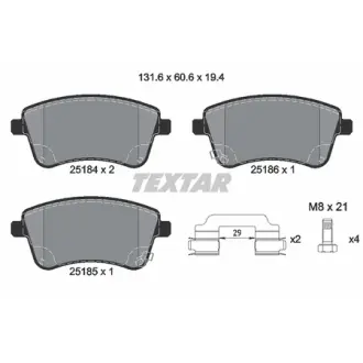 Колодки гальмівні, комплект TEXTAR 2518401