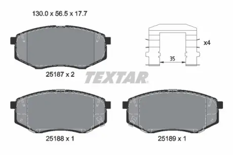 Колодки гальмівні, комплект TEXTAR 2518704