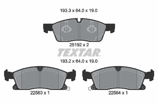 Комплект гальмівних колодок передн, JEEP GRAND CHEROKEE, GRAND CHEROKEE IV 3.0-6.4 11.10- TEXTAR 2519209 (фото 1)