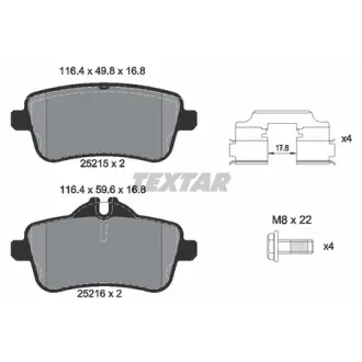 Колодки гальмівні, комплект TEXTAR 2521505