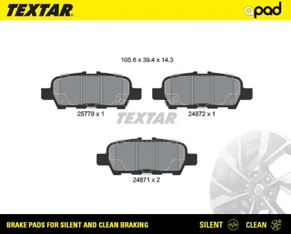 Колодки тормозные textar a-pad TEXTAR 2577801SC