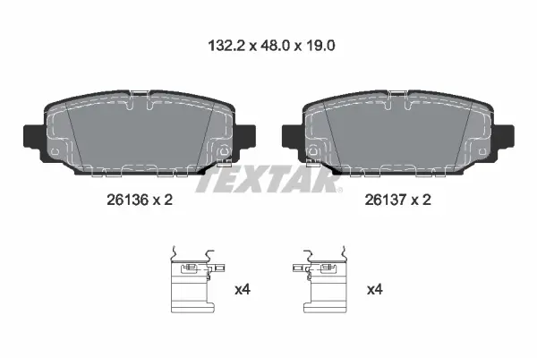 Комплект гальмівних колодок задн (з комплектуючими), JEEP WRANGLER IV 2.0-6.4 11.17- TEXTAR 2613601 (фото 1)