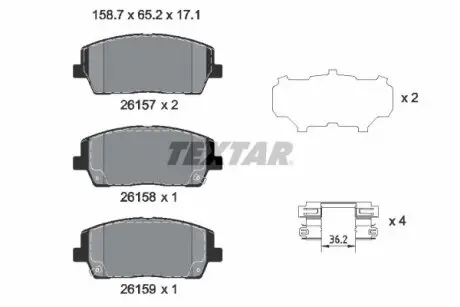 Колодки гальмівні, комплект TEXTAR 2615701