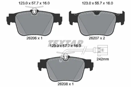 Колодки гальмівні, комплект TEXTAR 2620603