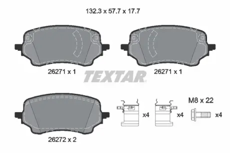 Колодки тормозные, комплект TEXTAR 2627101