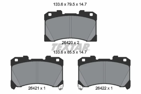 Комплект гальмівних колодок передн, TOYOTA YARIS 1.6 02.20- TEXTAR 2642001