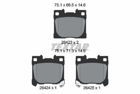 Комплект гальмівних колодок задн, TOYOTA YARIS 1.6 02.20- TEXTAR 2642301