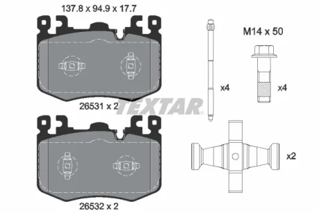Комплект гальмівних колодок передн ((EN) for electric vehicles), POLESTAR POLESTAR 2 Electric 04.19- TEXTAR 2653101