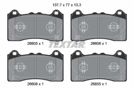 Комплект гальмівних колодок передн, FORD FOCUS IV FORD USA MUSTANG MACH-E 2.0D/2.3/Electric 04.19- TEXTAR 2660501