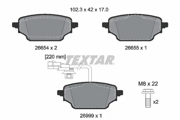 Комплект гальмівних колодок задн, MERCEDES CITAN TOURER (W420), CITAN/MINIVAN (W420), T (MPV) 1.3/1.5D 09.21- TEXTAR 2665402 (фото 1)