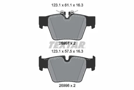 Комплект гальмівних колодок задн, BMW 5 (G60, G90, G68), 5 (G61, G99), X3 (G45) 1.6H/2.0DH/2.0H 07.23- TEXTAR 2699701