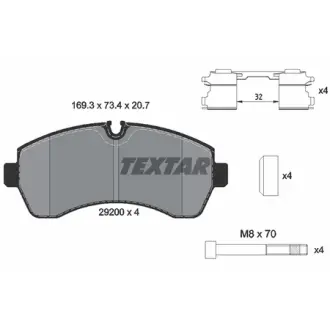 Колодки гальмівні, комплект TEXTAR 2920002