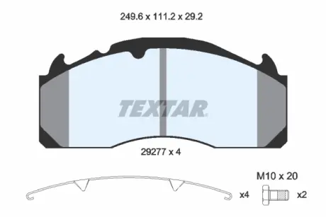 Колодки гальмівні, комплект TEXTAR 2927705