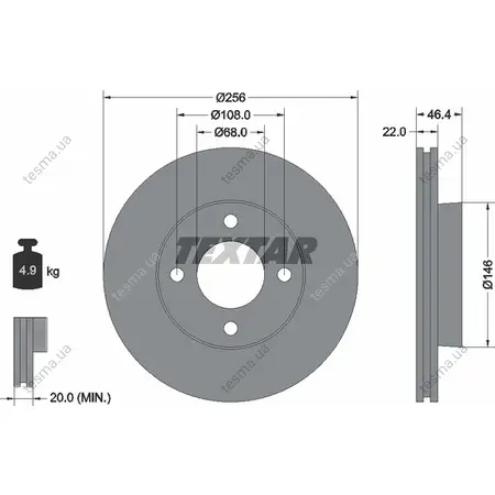 Тормозной диск TEXTAR 92026000 (фото 1)