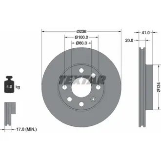 Диск гальмівний OPEL Astra/Corsa/Combo "F D=236mm "81->> TEXTAR 92029603