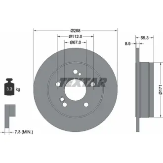 Диск гальмівний (задній) MB 190 (W201/W124) 82-97 (258x8.9) PRO TEXTAR 92032003