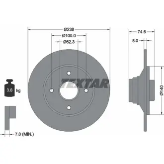 Тормозной диск TEXTAR 92070300